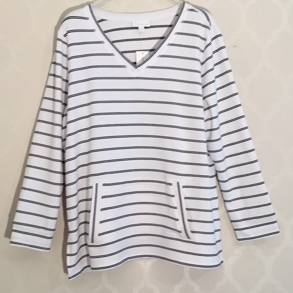 CHARTER CLUB STRIPED V-NECK TOP - Picture 4 of 11